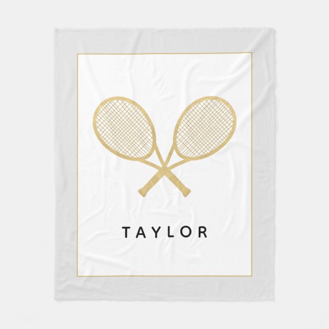 Tennis Gift Chic Guld och Black Anpassningsbar Fleecefilt (Framsidan)