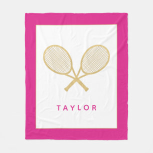 Tennis Gift Chic Guld och Rosa Anpassningsbar Fleecefilt