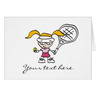 Tennis Gifts & Cards med söt tecknad tjej Hälsningskort