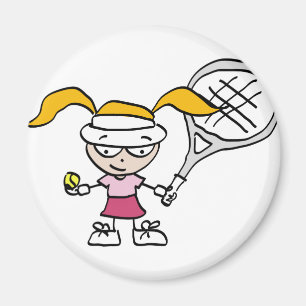 Tennis Gifts & Cards med söt tecknad tjej Magnet