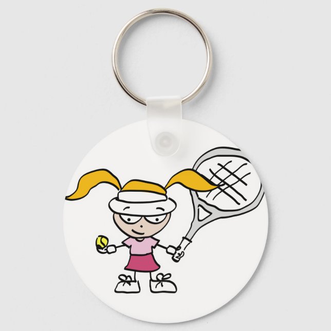 Tennis Gifts & Cards med söt tecknad tjej Nyckelring (Framsida)