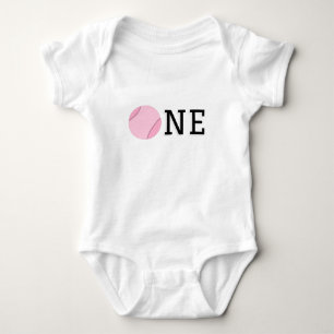 Tennis Girl 1st Birthday One Cute Rosa Boll Sport T Shirt