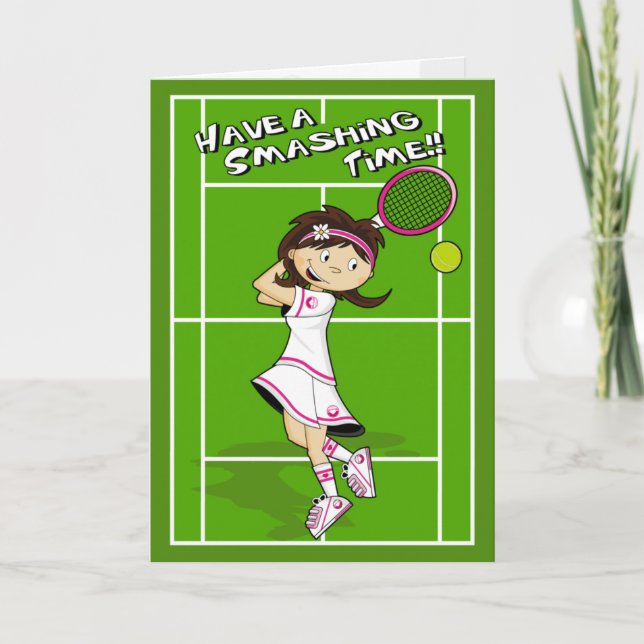 Tennis Girl Birthday Card Kort (Framsida)