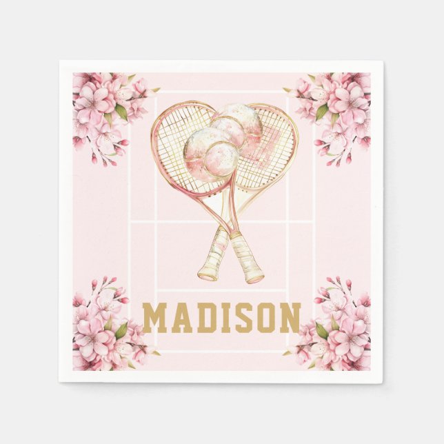 Tennis Girl Birthday Personlig Pappersservett (Framsidan)
