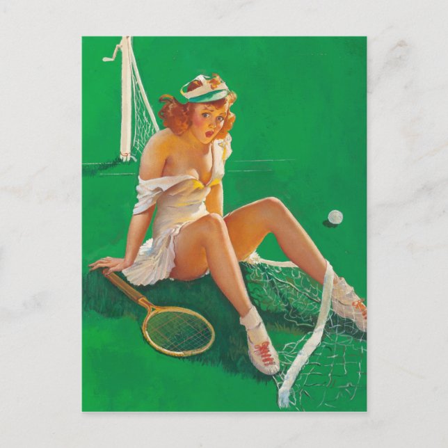 Tennis Girl Pin Up Vykort (Framsida)