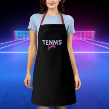 Tennis Girl Rosa Lettering Black Apron