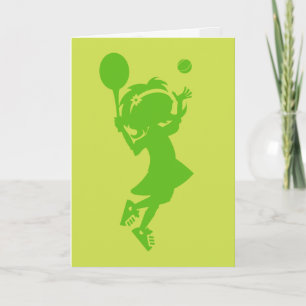 Tennis Girl Silhouette Birthday Card Kort