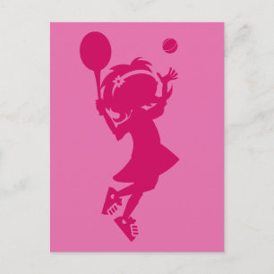 Tennis Girl Silhouette Postcard Vykort
