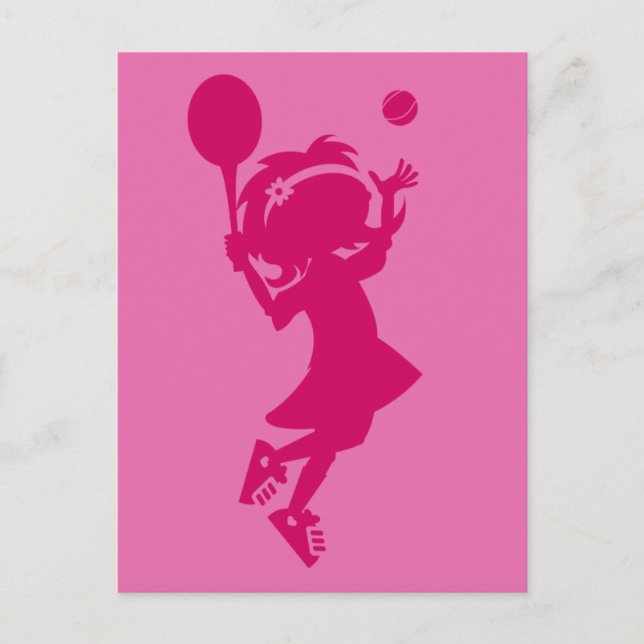 Tennis Girl Silhouette Postcard Vykort (Framsida)