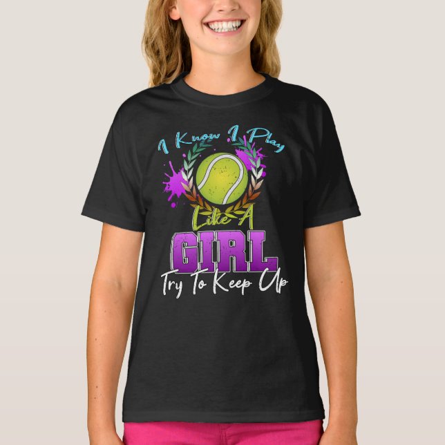 Tennis Girl Tennis Court Tennis Ball Ladies T Shirt (Framsida)