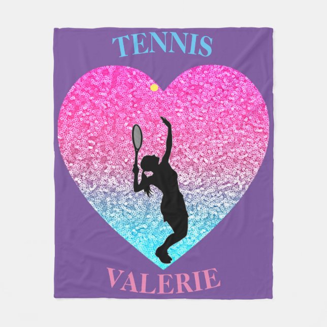 Tennis Girls Fleece Blanket w/ Personlig Namn (Framsidan)