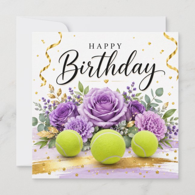Tennis Glad födelsedag med blommor (Framsida)