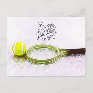 Tennis Glad födelsedag med boll och racket Vykort