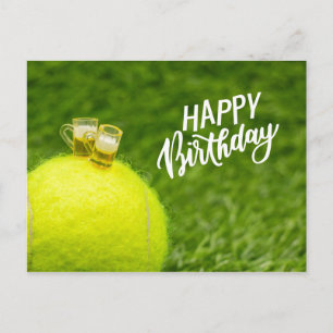 Tennis Glad födelsedag Tennis boll med öl Postca Vykort