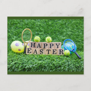 Tennis Glad påsk med boll racket och ägg Post Vykort