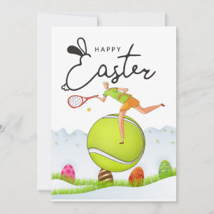 Tennis Glad påsk till tennis Player med ägg Julkort