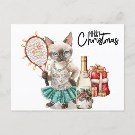 Tennis God jul för Cat lovers Helg Vykort