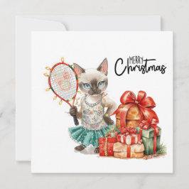 Tennis God jul för Cat lovers Julkort