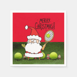 Tennis God jul med boll och Jultomten Pappersservett