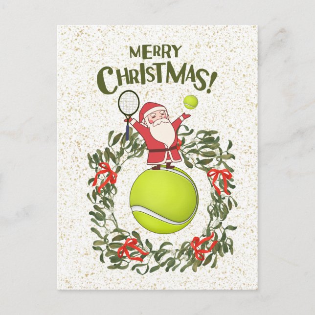 Tennis God jul med Jultomten Helg Vykort (Framsida)