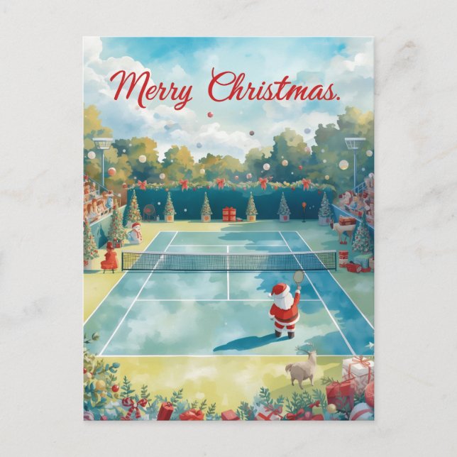 Tennis God jul med Jultomten Helg Vykort (Framsida)