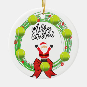 Tennis God jul med Jultomten jul Julgransprydnad Keramik