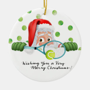 Tennis God jul med Jultomten Julgransprydnad Keramik