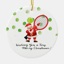 Tennis God jul med Jultomten Julgransprydnad Keramik
