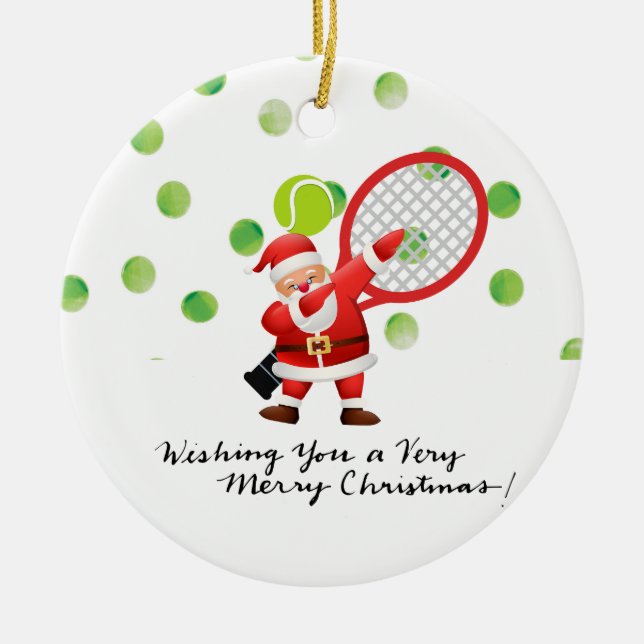 Tennis God jul med Jultomten Julgransprydnad Keramik (Framsidan)