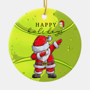 Tennis God jul med Jultomten överst Julgransprydnad Keramik