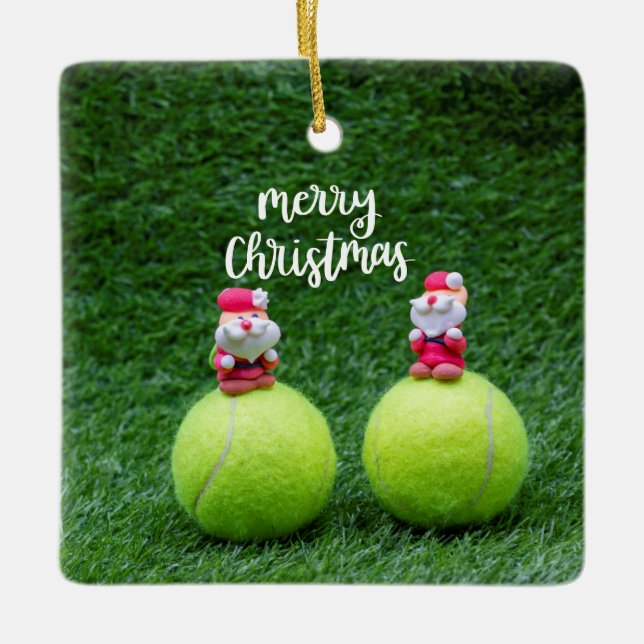 Tennis God jul med Jultomten på grönt Julgransprydnad Keramik (Framsida)