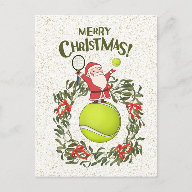 Tennis God jul med Jultomten Vykort (Framsida)