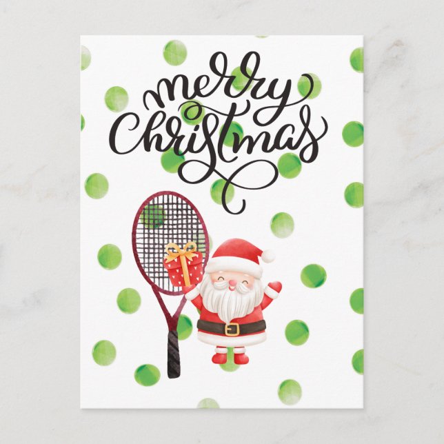 Tennis God jul med Jultomten Vykort (Framsida)