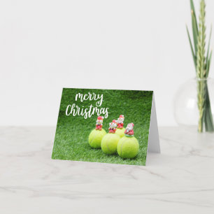 Tennis God jul med tennis boll Santa hat Kort
