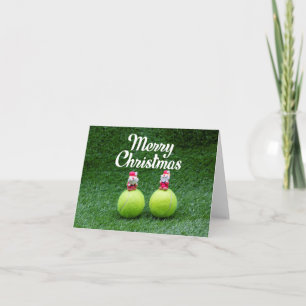 Tennis God jul med tennis boll Santa Kort