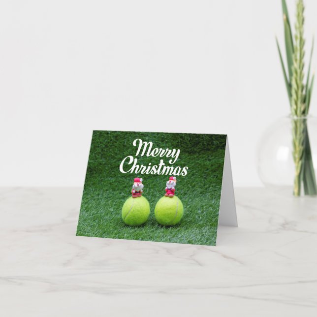 Tennis God jul med tennis boll Santa Kort (Framsida)