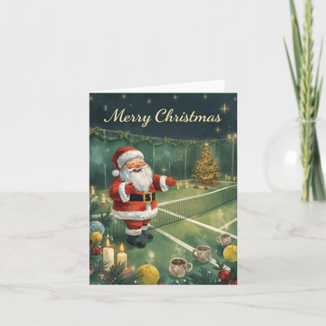Tennis  God Jul  Tomte på banan Helgkort (Framsida)