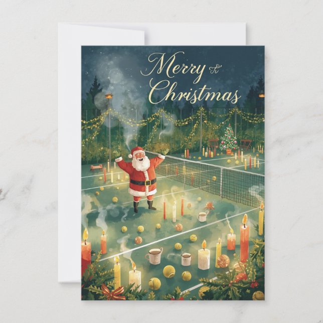 Tennis  God Jul  Tomte på banan Julkort (Framsida)