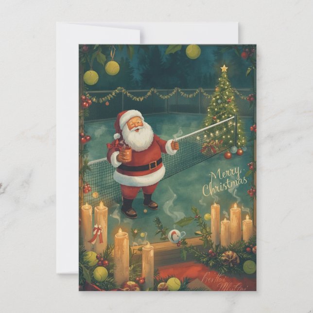Tennis  God Jul  Tomte på banan Julkort (Framsida)