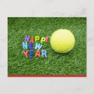 Tennis gott nytt år & tennis boll vykort