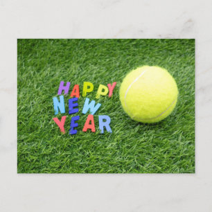 Tennis Gott Nytt År & tennisboll för spelare Ho Helg Vykort