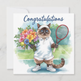 Tennis Grattis med blommor i handen Kort
