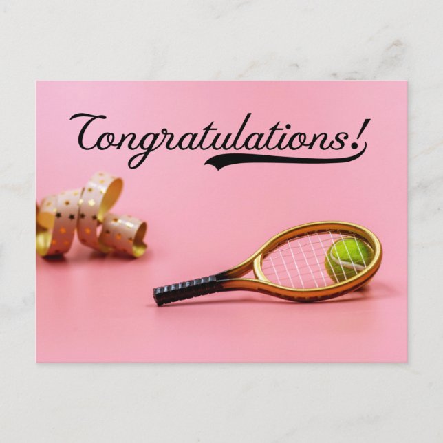 Tennis Grattis med boll och racketar Kort (Framsida)