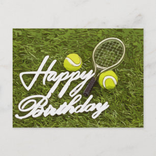Tennis Grattis på födelsedagen Kärlek med boll oc Vykort