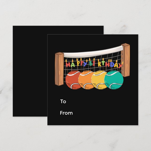 Tennis Grattis på födelsedagen med boll vid domsto (Fram/baksida)