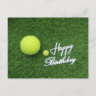 Tennis Grattis på födelsedagen och bollar på grönt Vykort