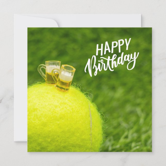Tennis Grattis på födelsedagen Tennis boll med ölg (Framsida)