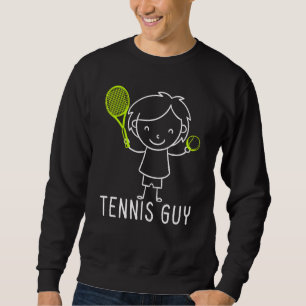 Tennis Guy Stickman Sports Racket Game Player Desi Lång Ärmad Tröja