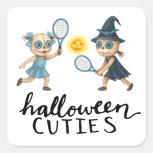 Tennis Halloween fest med tennis boll och spöke Fyrkantigt Klistermärke