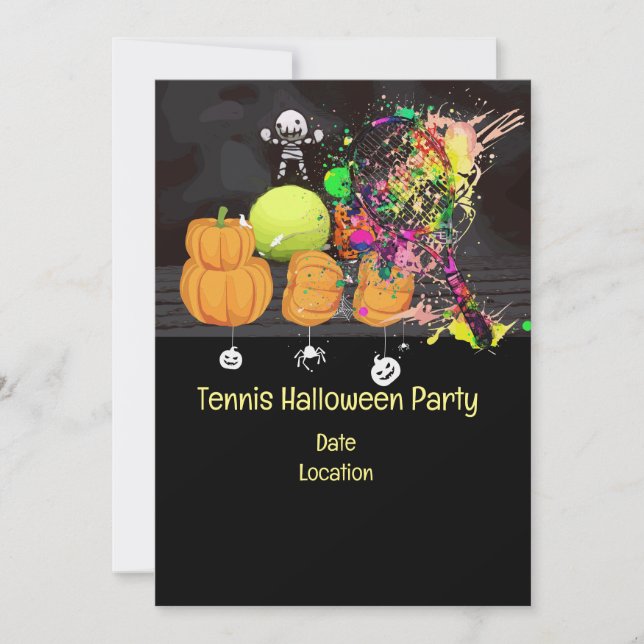 Tennis Halloween fest med tennis boll och spöke Inbjudningar (Framsida)